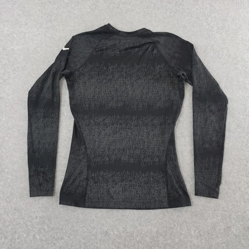 Nike‎ Therma-FIT Women's Long Sleeve Shirt M Black Just Do It Script Print Base